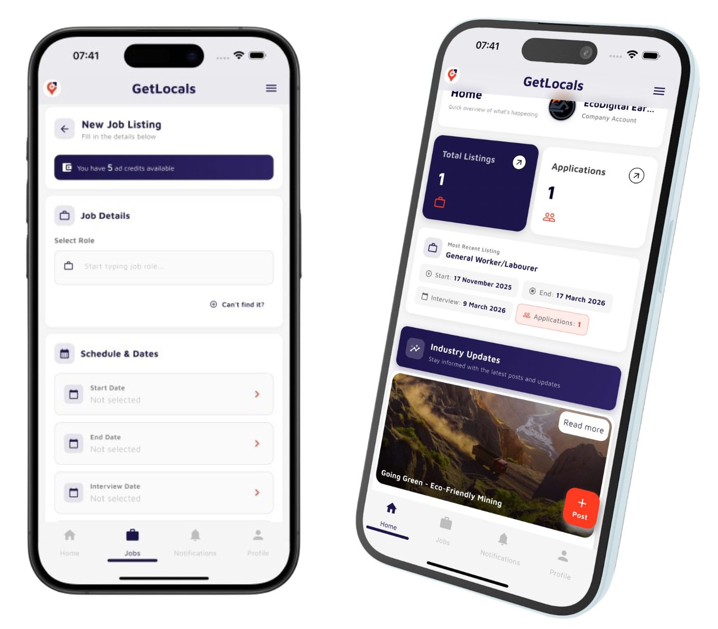 GetLocals mobile app screen